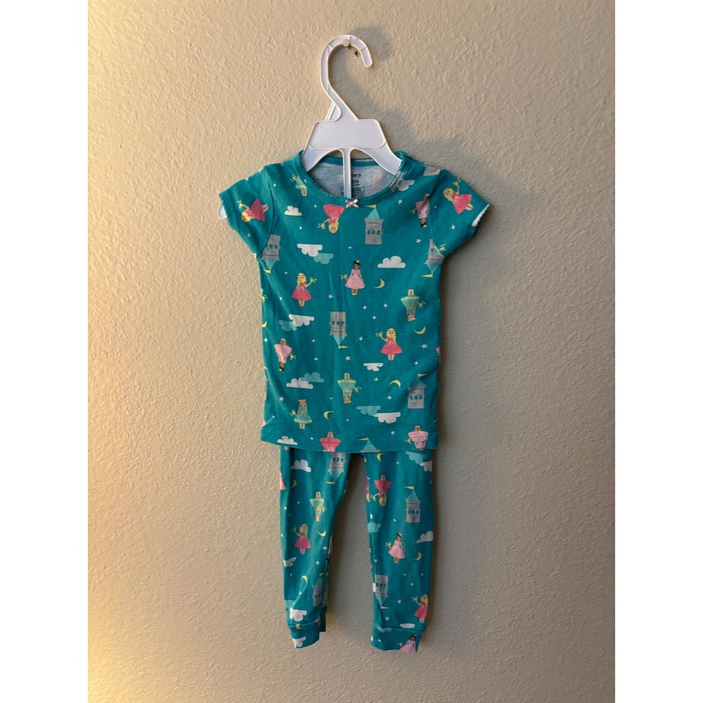 Carters Baby Girl 18M Teal Princess Castle Cotton Snug Fit Pajama 
A1220